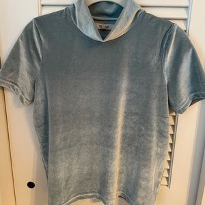 Short Sleeve Velvet Turtle Neck